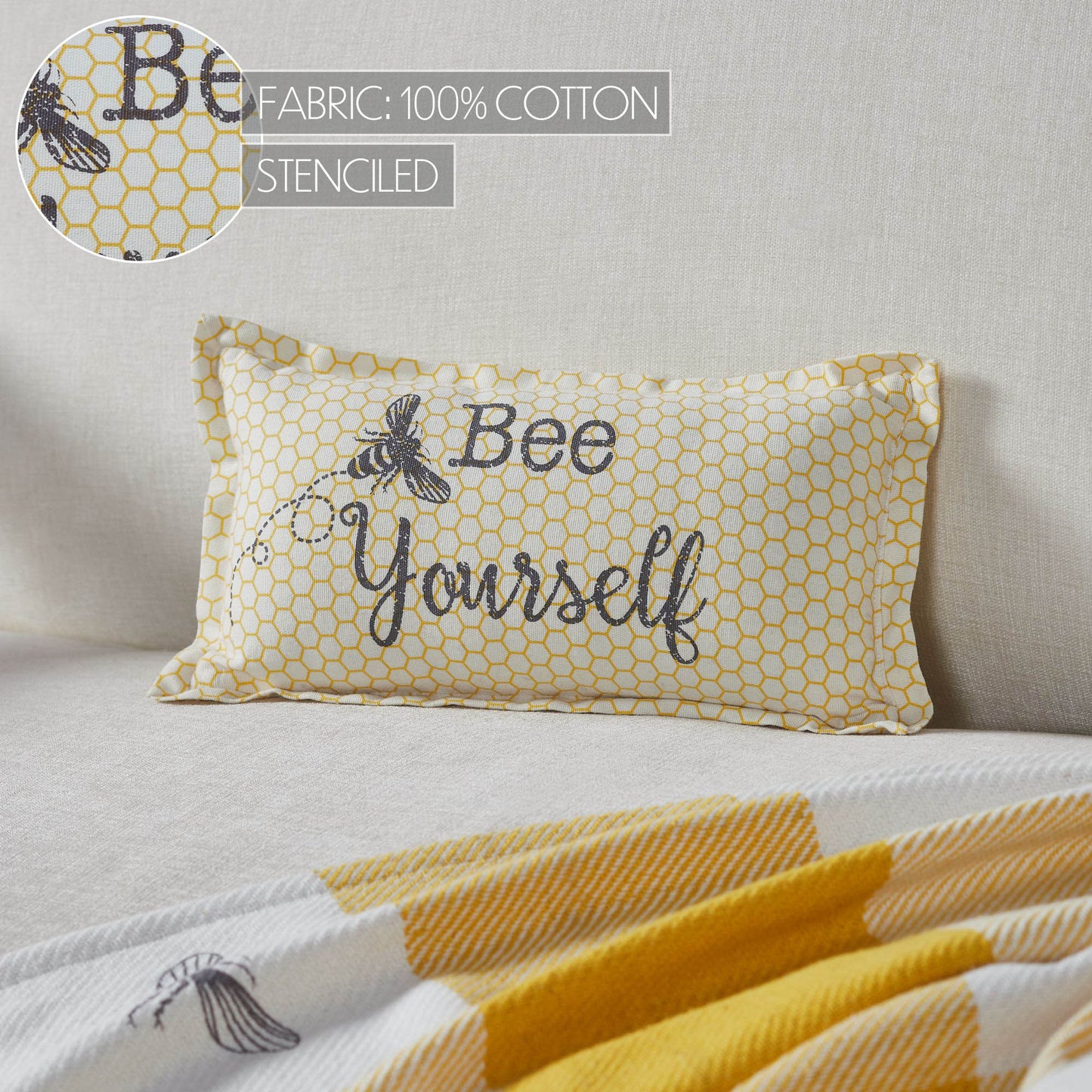 Buzzy Bees Bee Yourself Pillow 7x13 SpadezStore