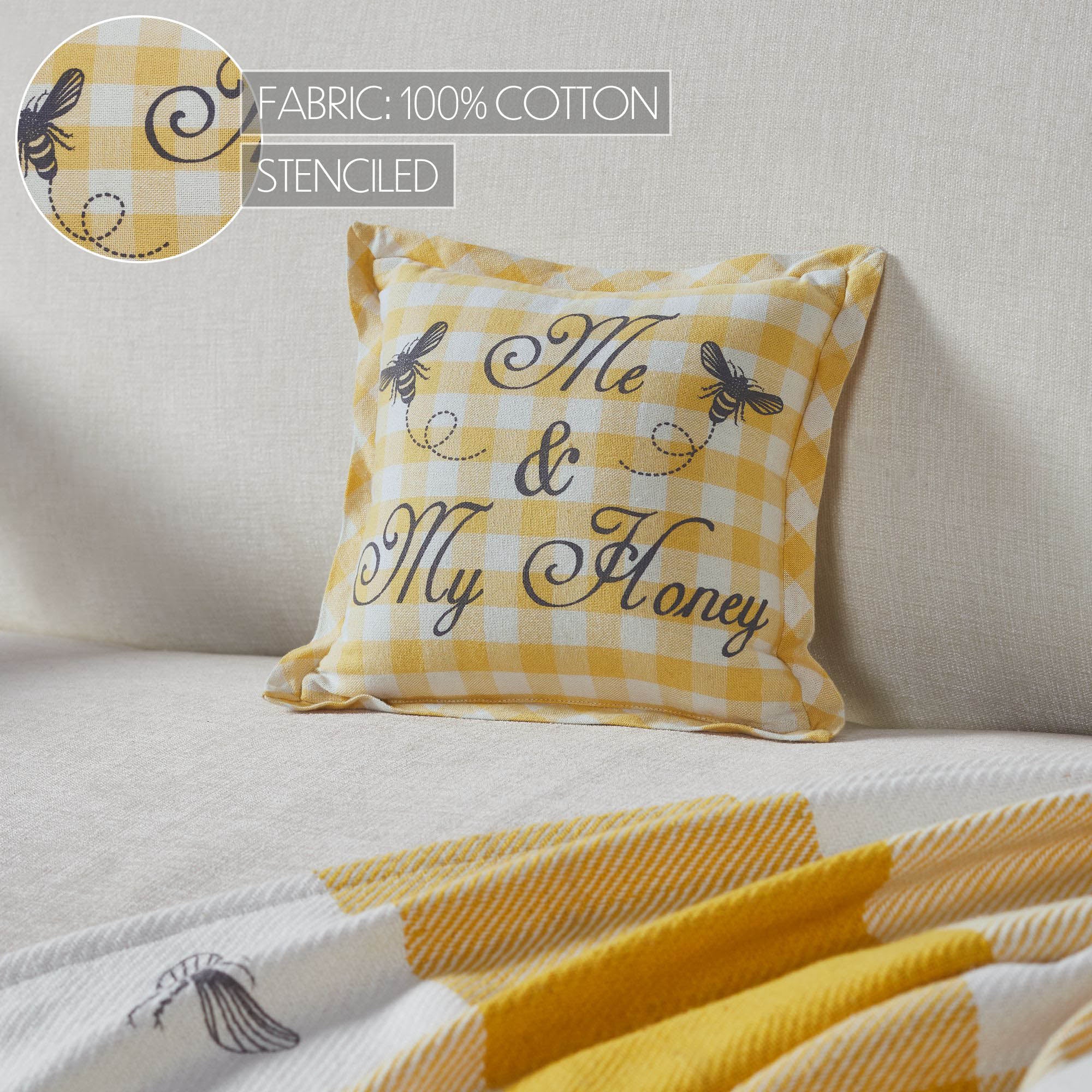 Buzzy Bees Me & My Honey Pillow 9x9 SpadezStore