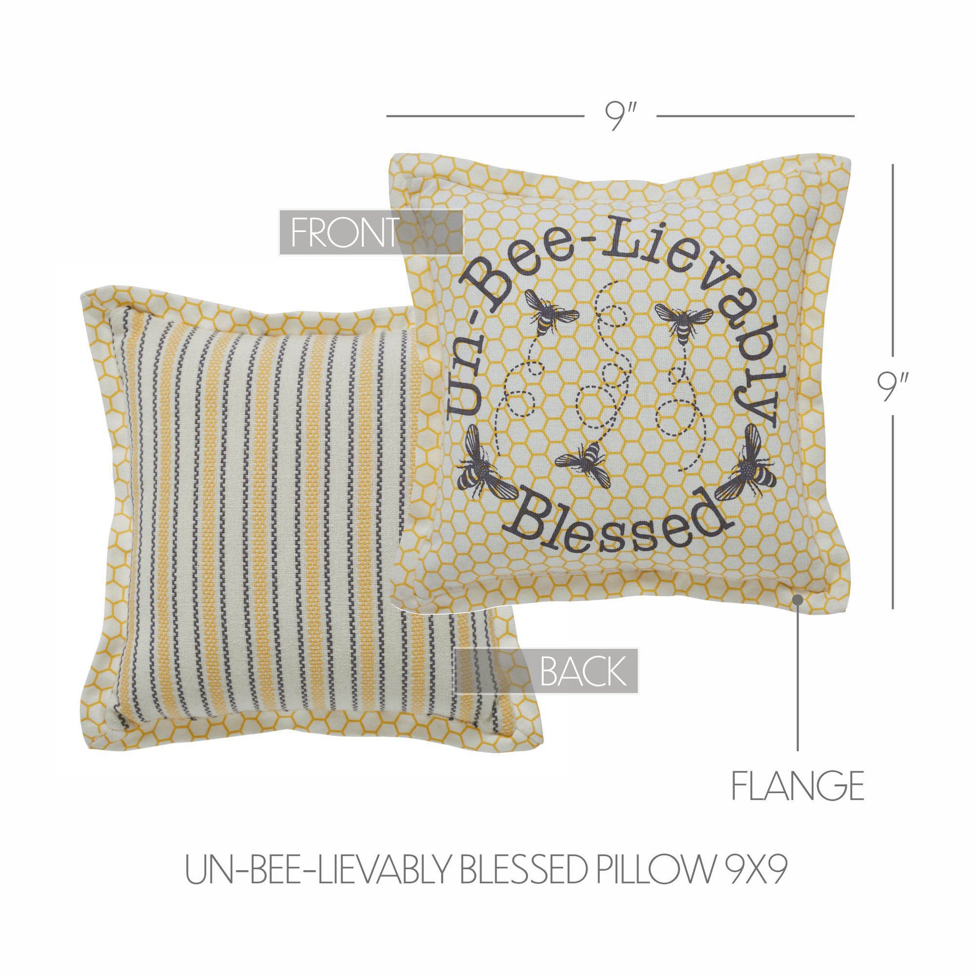 Buzzy Bees Un-Bee-Lievably Blessed Pillow 9x9 SpadezStore