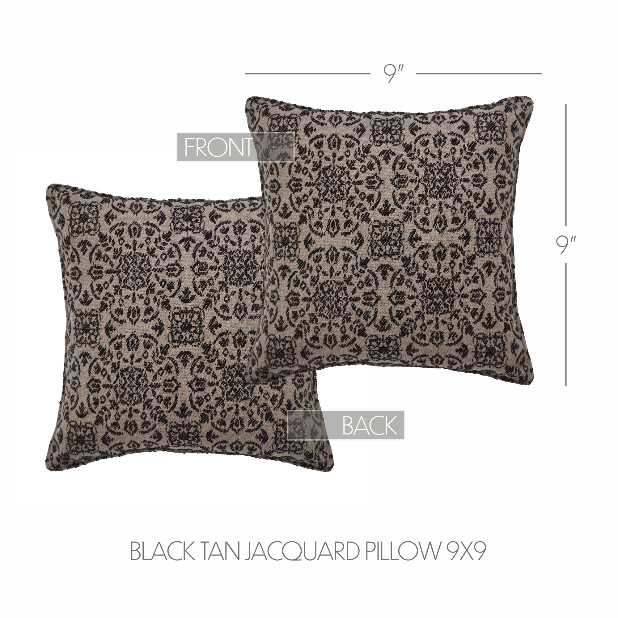 Custom House Black Tan Jacquard Pillow 9x9 SpadezStore