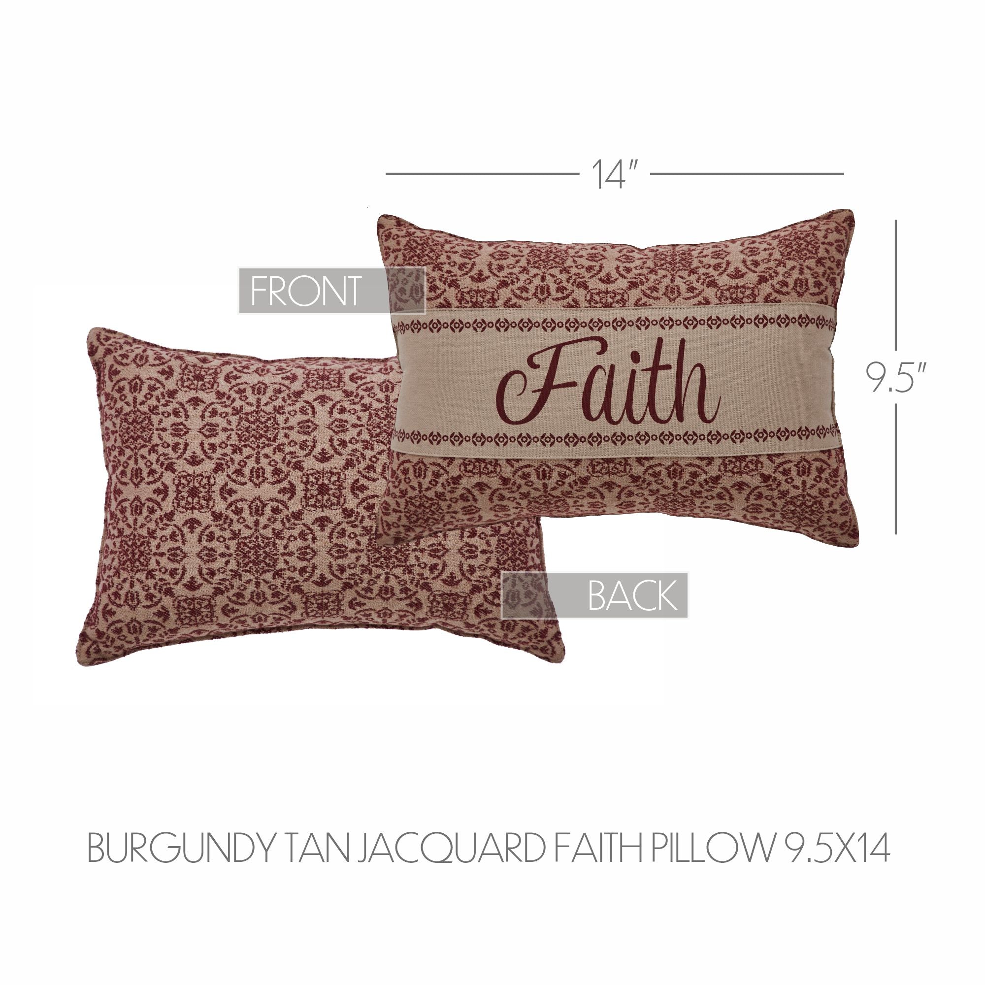 Custom House Burgundy Tan Jacquard Faith Pillow 9.5x14 SpadezStore