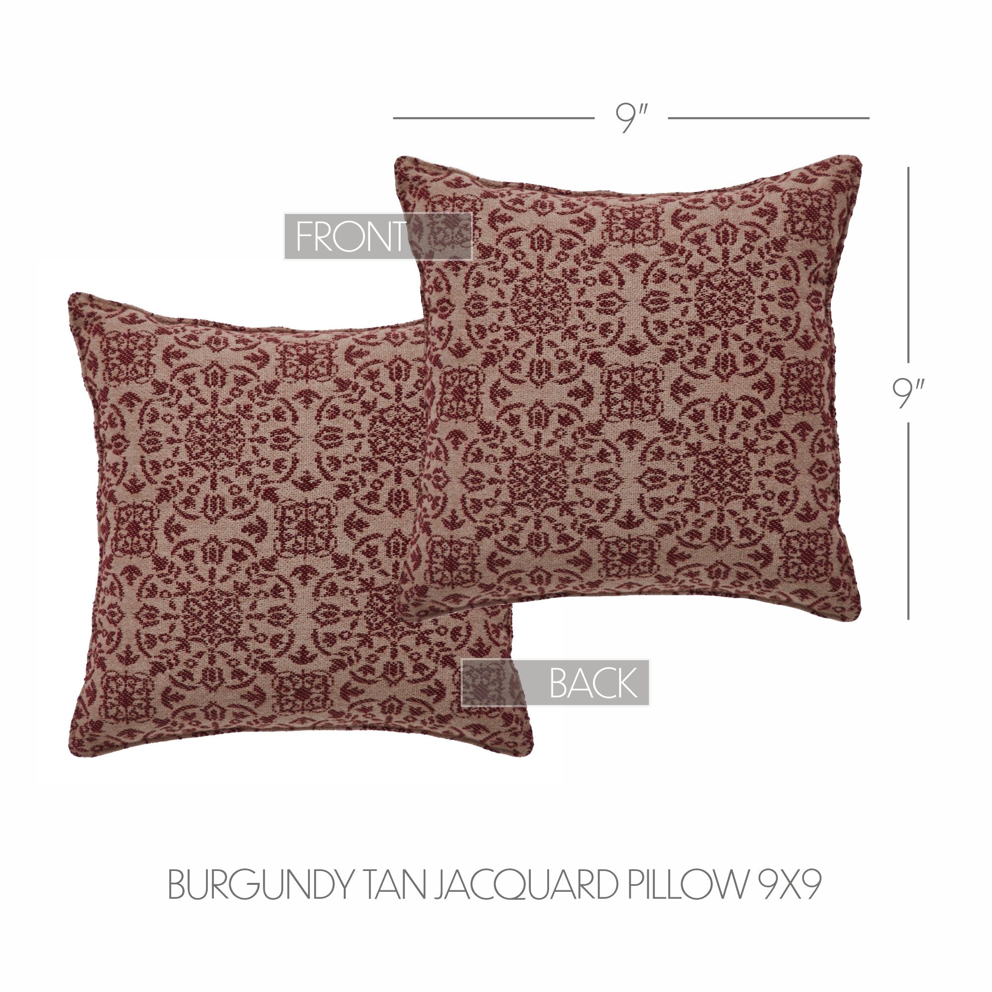 Custom House Burgundy Tan Jacquard Pillow 9x9 SpadezStore