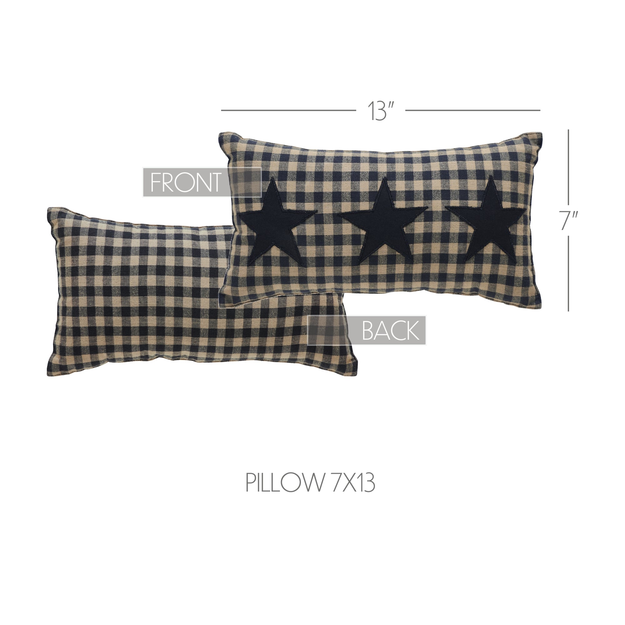 Black Check Star Pillow 7x13 SpadezStore