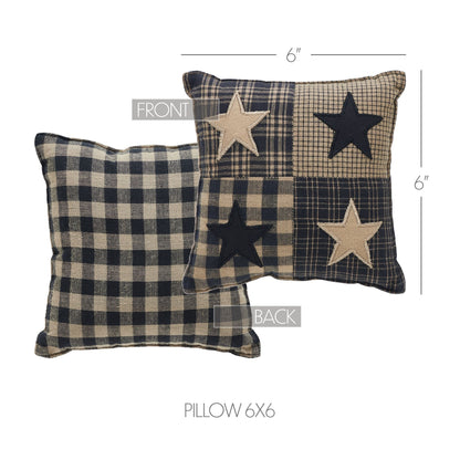 Black Check Star Pillow 6x6 SpadezStore