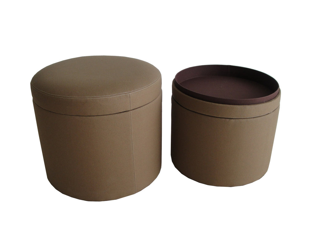 1" Tan Faux Leather Round Storage SpadezStore