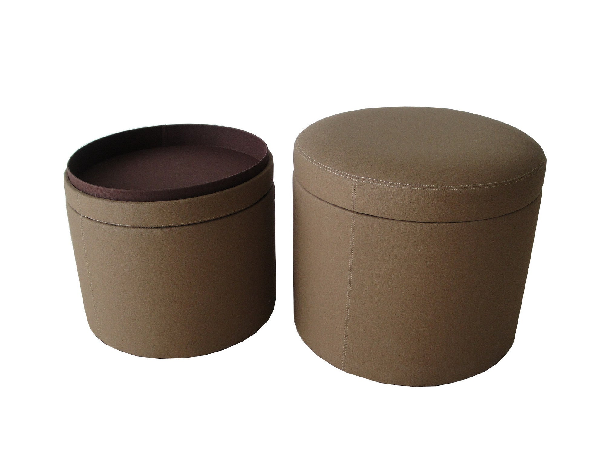 1" Tan Faux Leather Round Storage SpadezStore