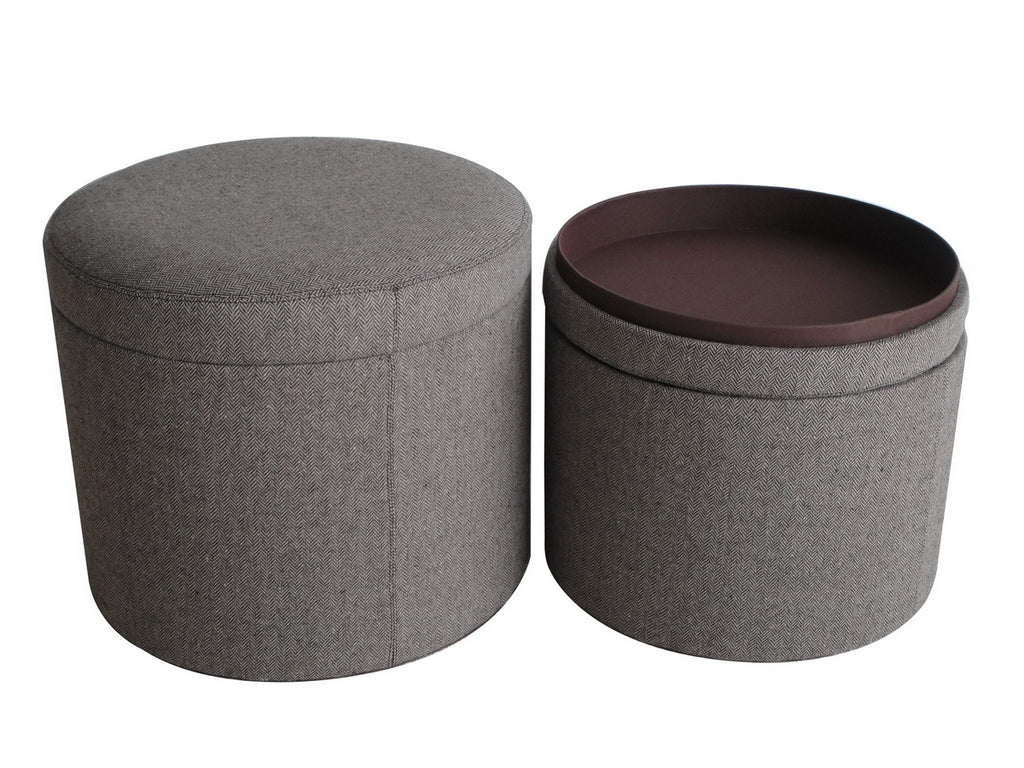 1" Gray Faux Leather Round Storage SpadezStore