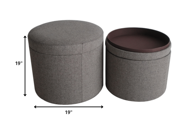 1" Gray Faux Leather Round Storage SpadezStore