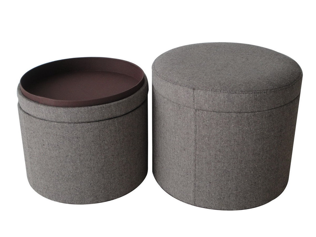 1" Gray Faux Leather Round Storage SpadezStore