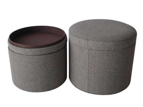1" Gray Faux Leather Round Storage SpadezStore