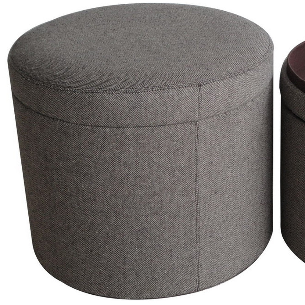 1" Gray Faux Leather Round Storage SpadezStore