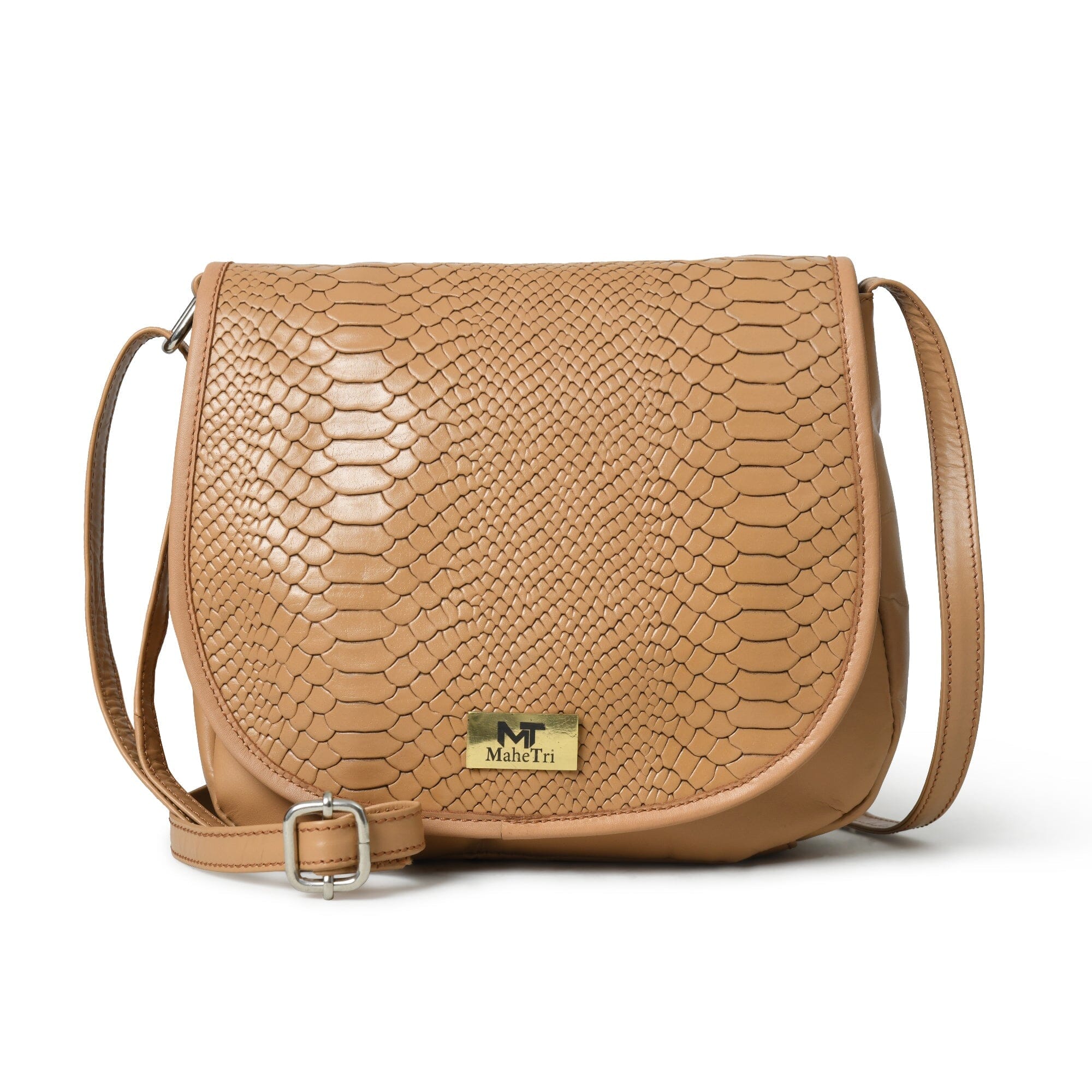 Classy Leather Bags The Croco Satchel- Beige SpadezStore