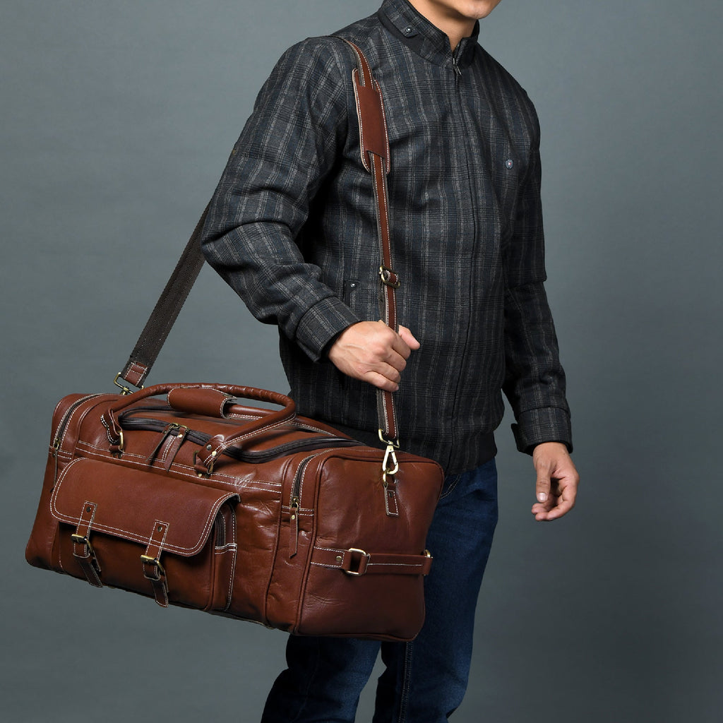 Classy Leather Bags Upgraded Traveler Weekender Duffle SpadezStore