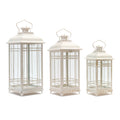 Traditional Ivory Metal Lantern Set of 3 SpadezStore