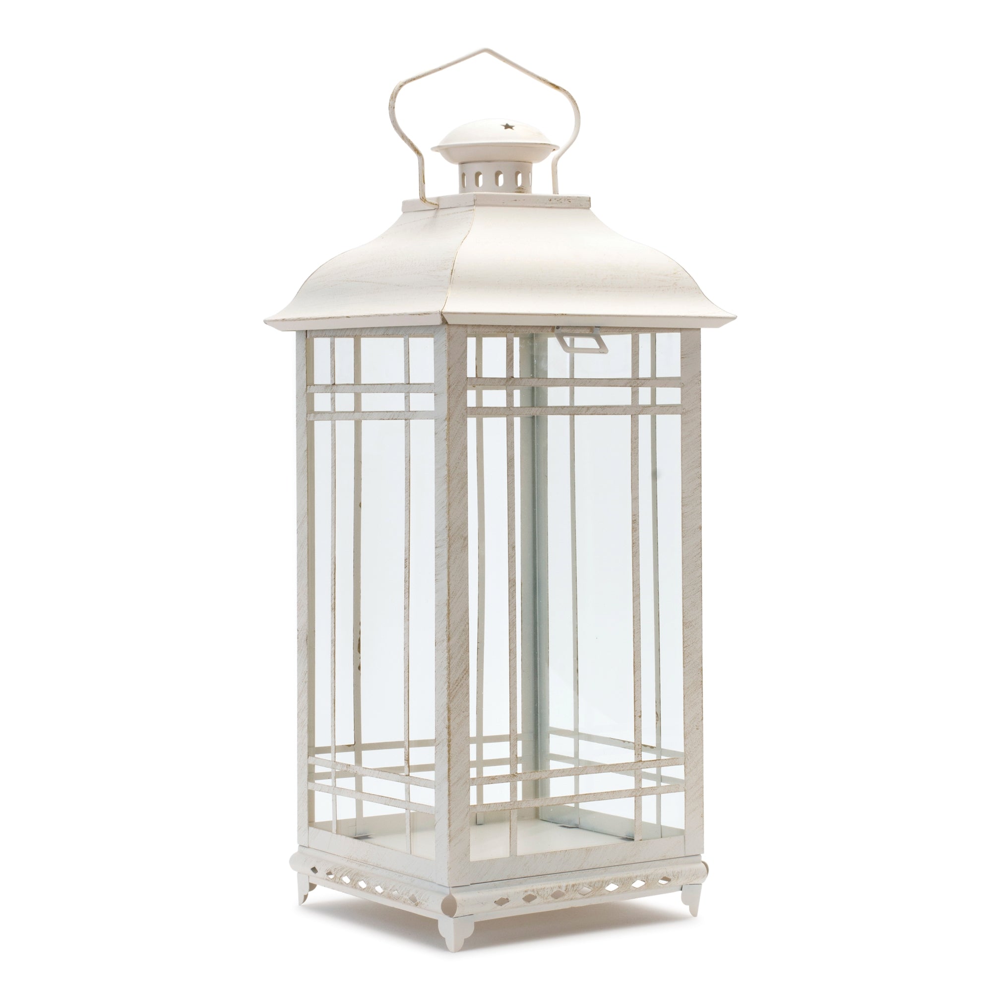 Traditional Ivory Metal Lantern Set