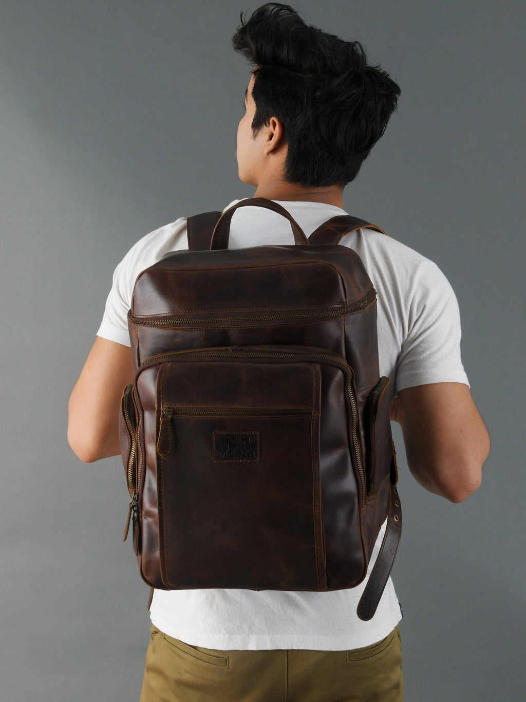 Classy Leather Bags Alpha Brown Buffalo Leather Travel Backpack SpadezStore