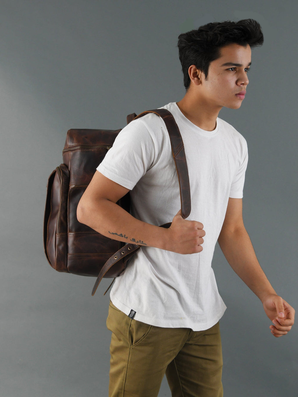 Classy Leather Bags Alpha Brown Buffalo Leather Travel Backpack SpadezStore