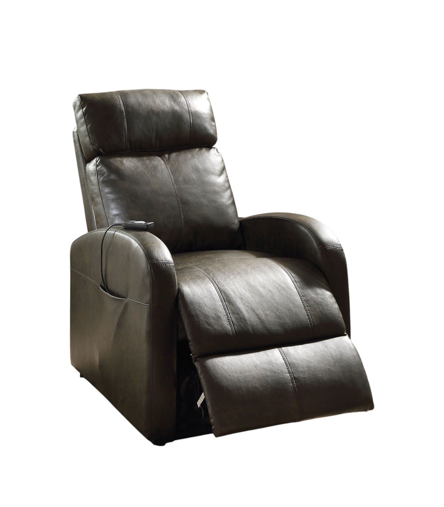 28" Gray Tufted Faux Leather Faux Leather Power Lift Assist Recliner SpadezStore