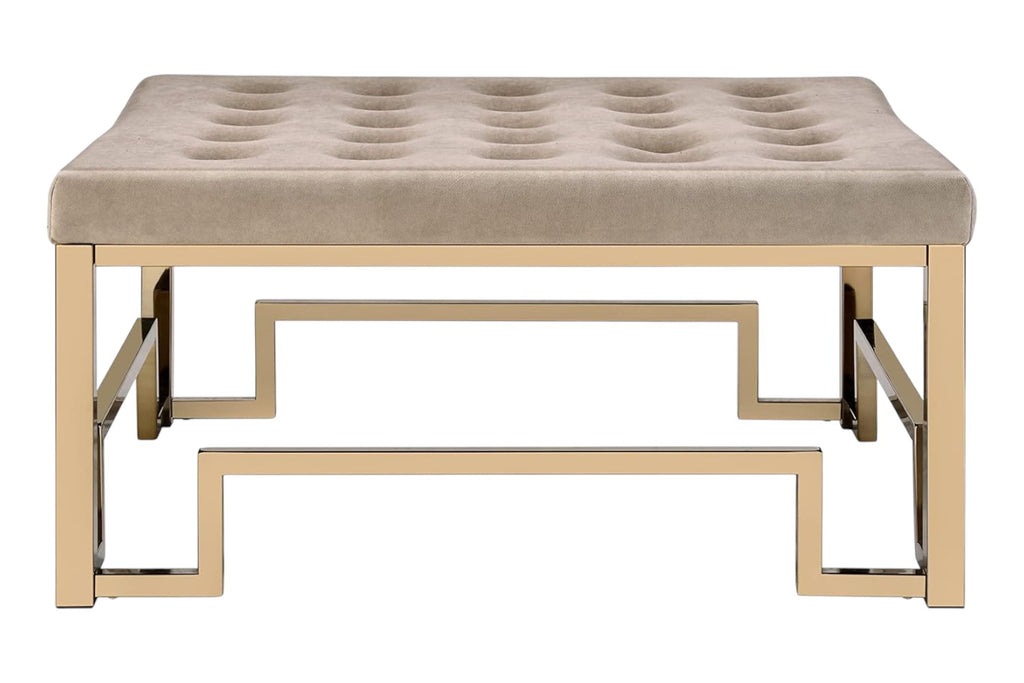 36" Champagne Polyester Tufted Cocktail Ottoman SpadezStore