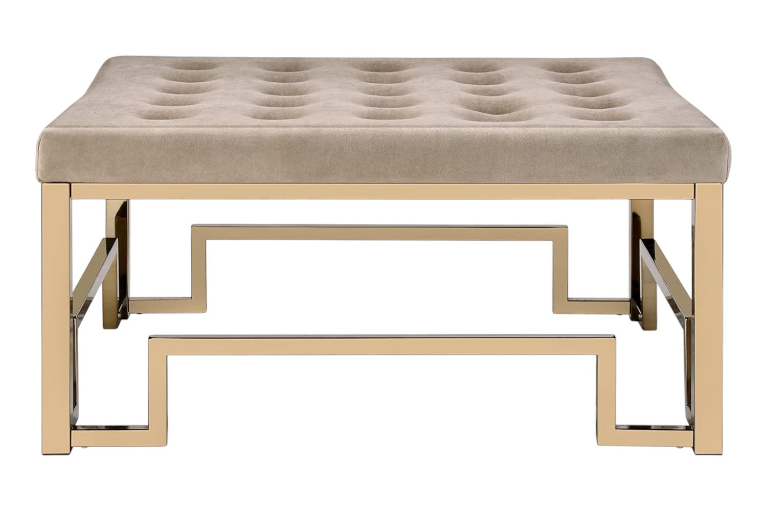 36" Champagne Polyester Tufted Cocktail Ottoman SpadezStore