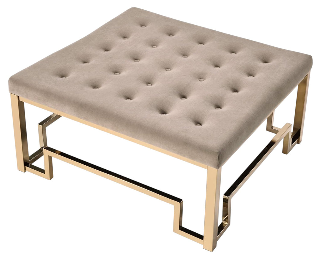 36" Champagne Polyester Tufted Cocktail Ottoman SpadezStore