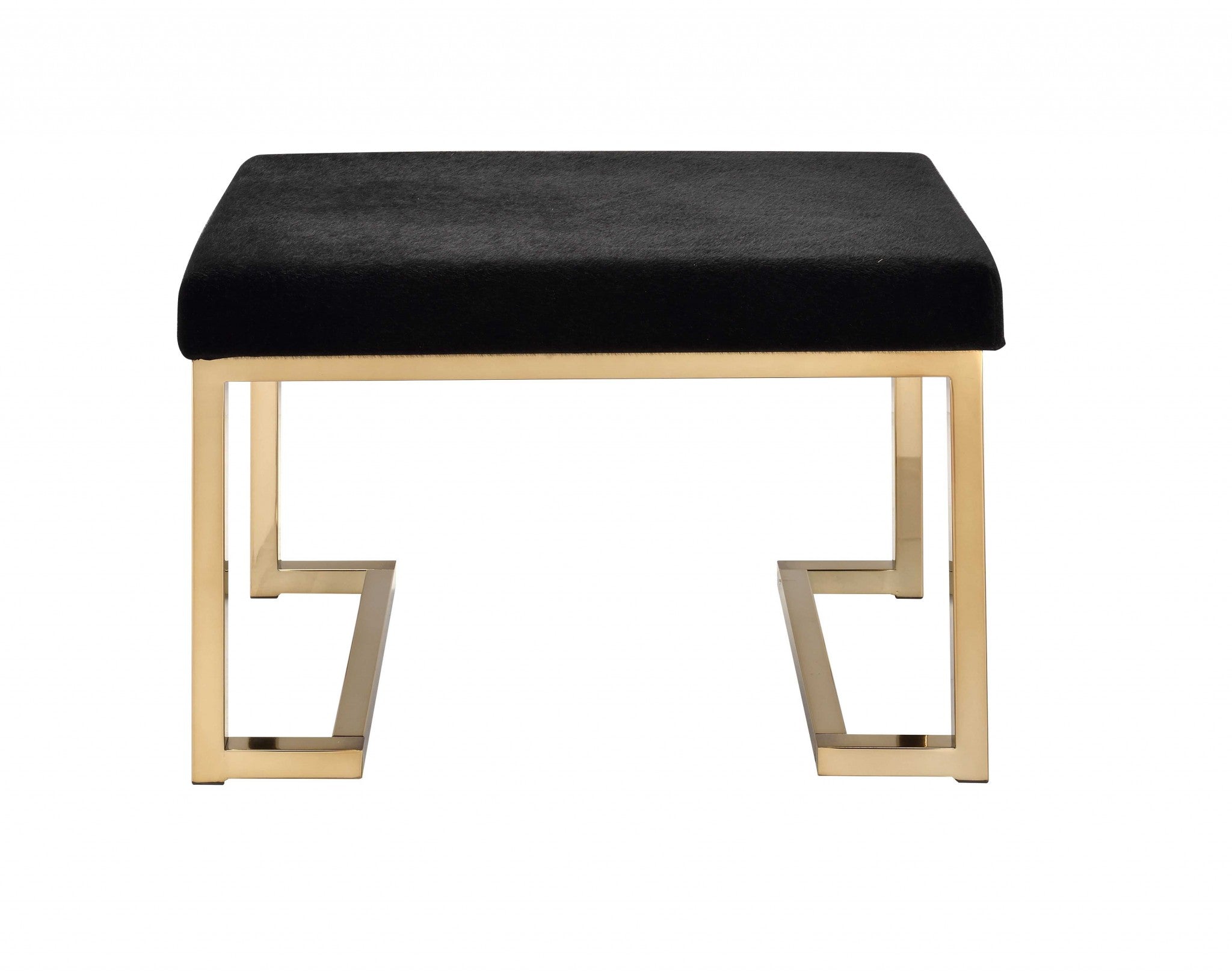 24" Black Polyester and Gold Ottoman SpadezStore