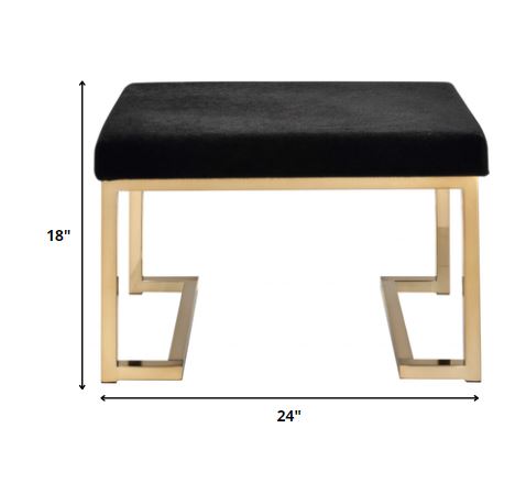 24" Black Polyester and Gold Ottoman SpadezStore