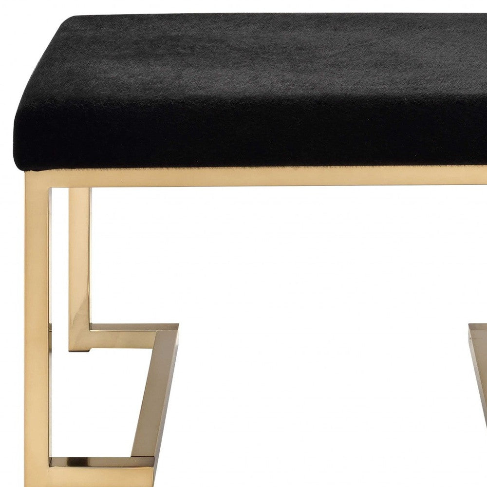 24" Black Polyester and Gold Ottoman SpadezStore