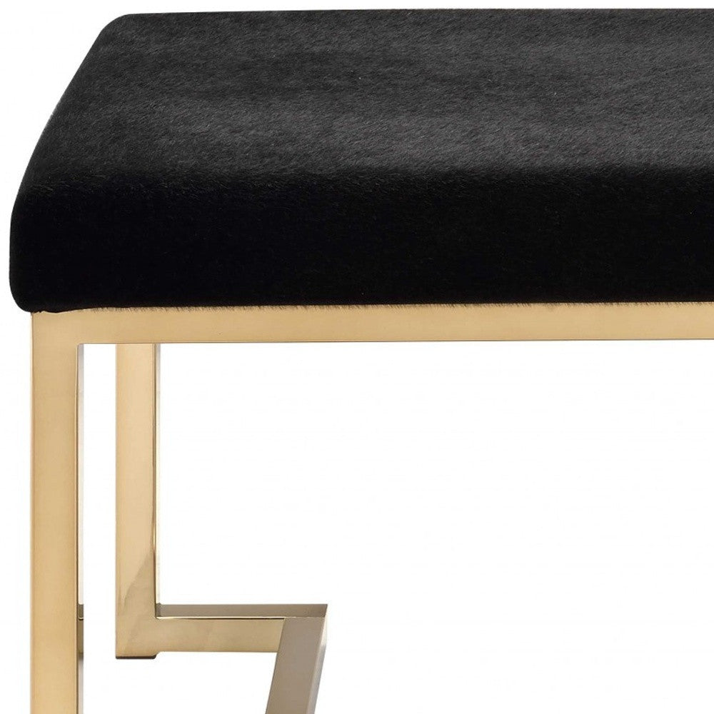 24" Black Polyester and Gold Ottoman SpadezStore