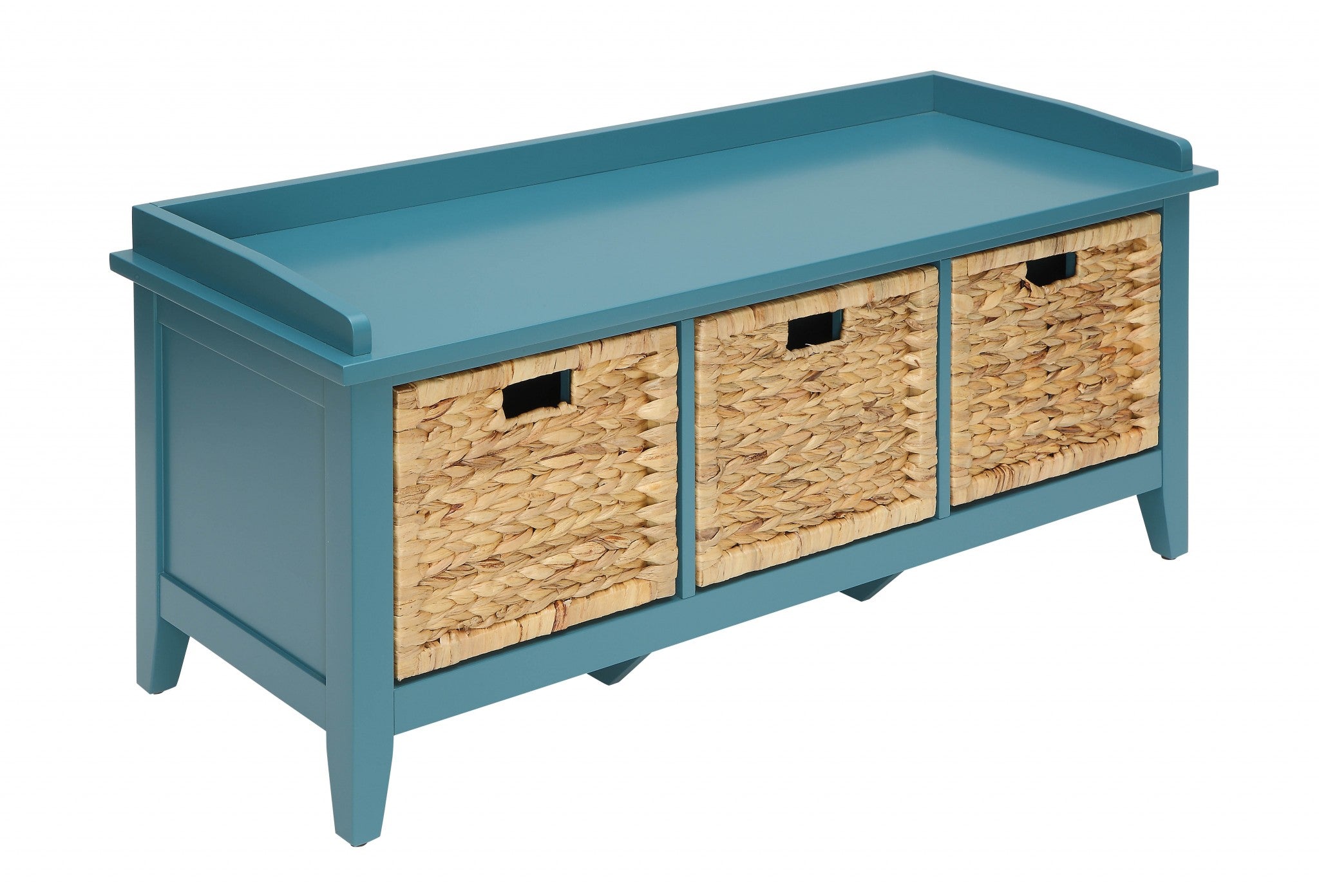 43" Teal Blue Solid Wood Storage Bench with Drawers SpadezStore