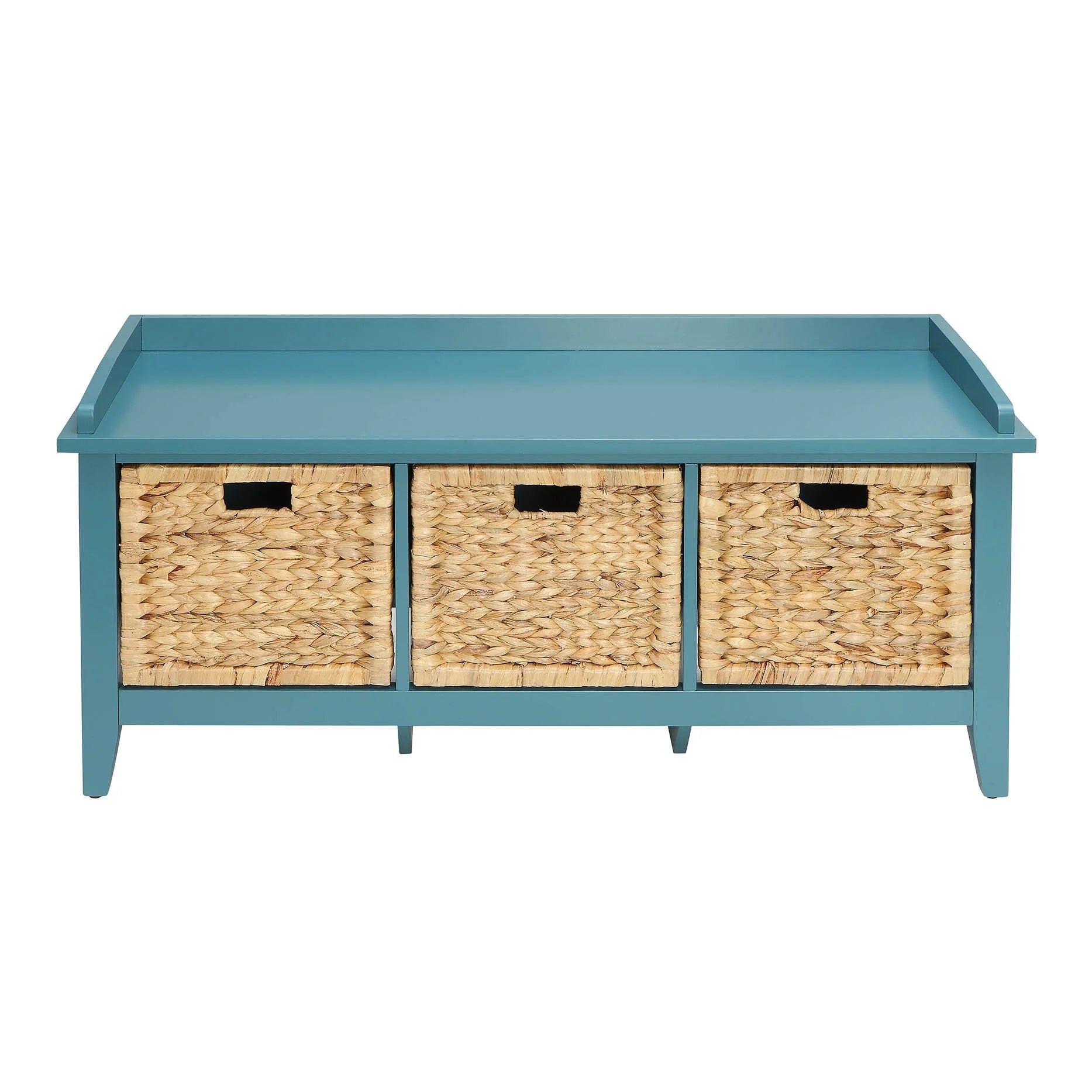 43" Teal Blue Solid Wood Storage Bench with Drawers SpadezStore