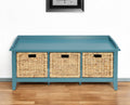 43" Teal Blue Solid Wood Storage Bench with Drawers SpadezStore
