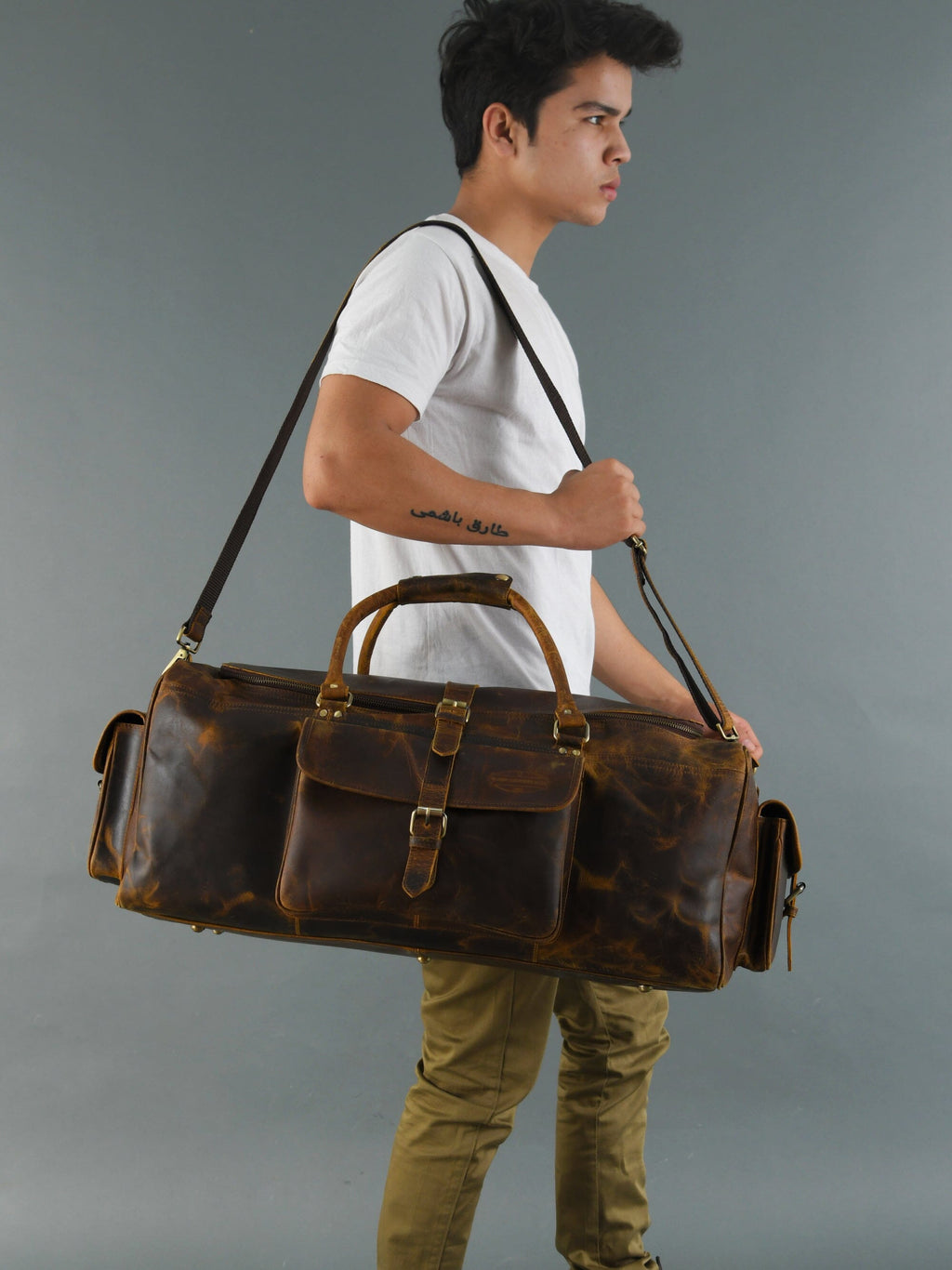 Classy Leather Bags The Goldman Travel Duffel SpadezStore