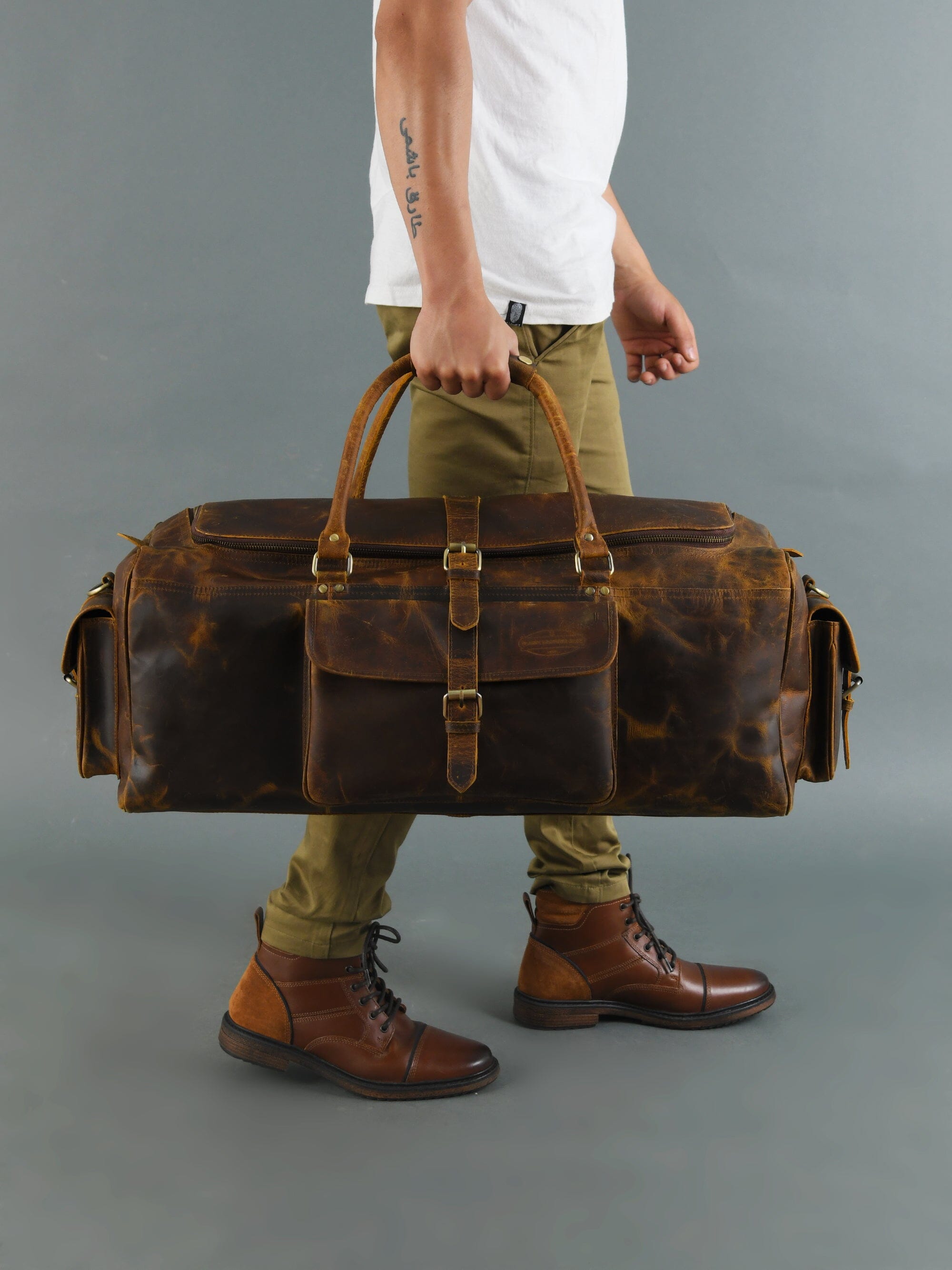 Classy Leather Bags The Goldman Travel Duffel SpadezStore