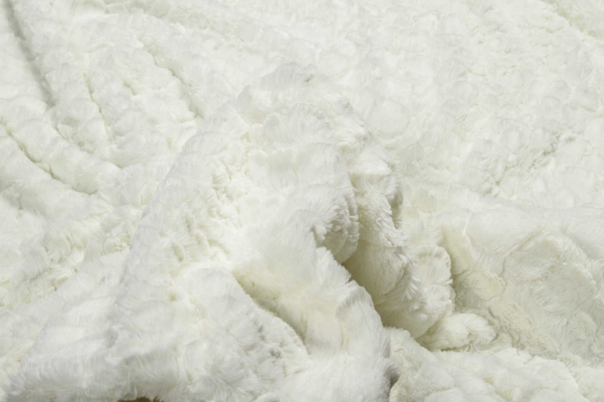 50" X 70" Ivory Faux Fur Plush Throw Blanket with Embroidery SpadezStore