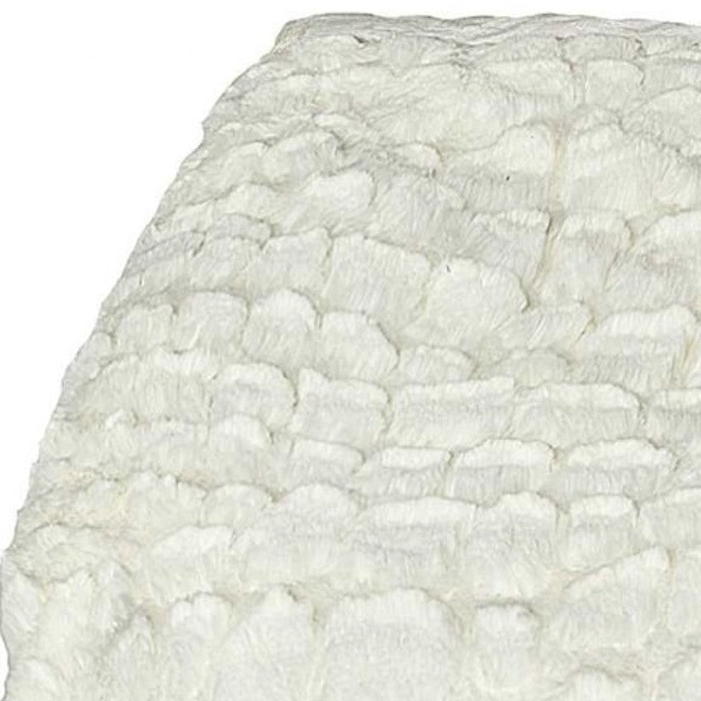50" X 70" Ivory Faux Fur Plush Throw Blanket with Embroidery SpadezStore