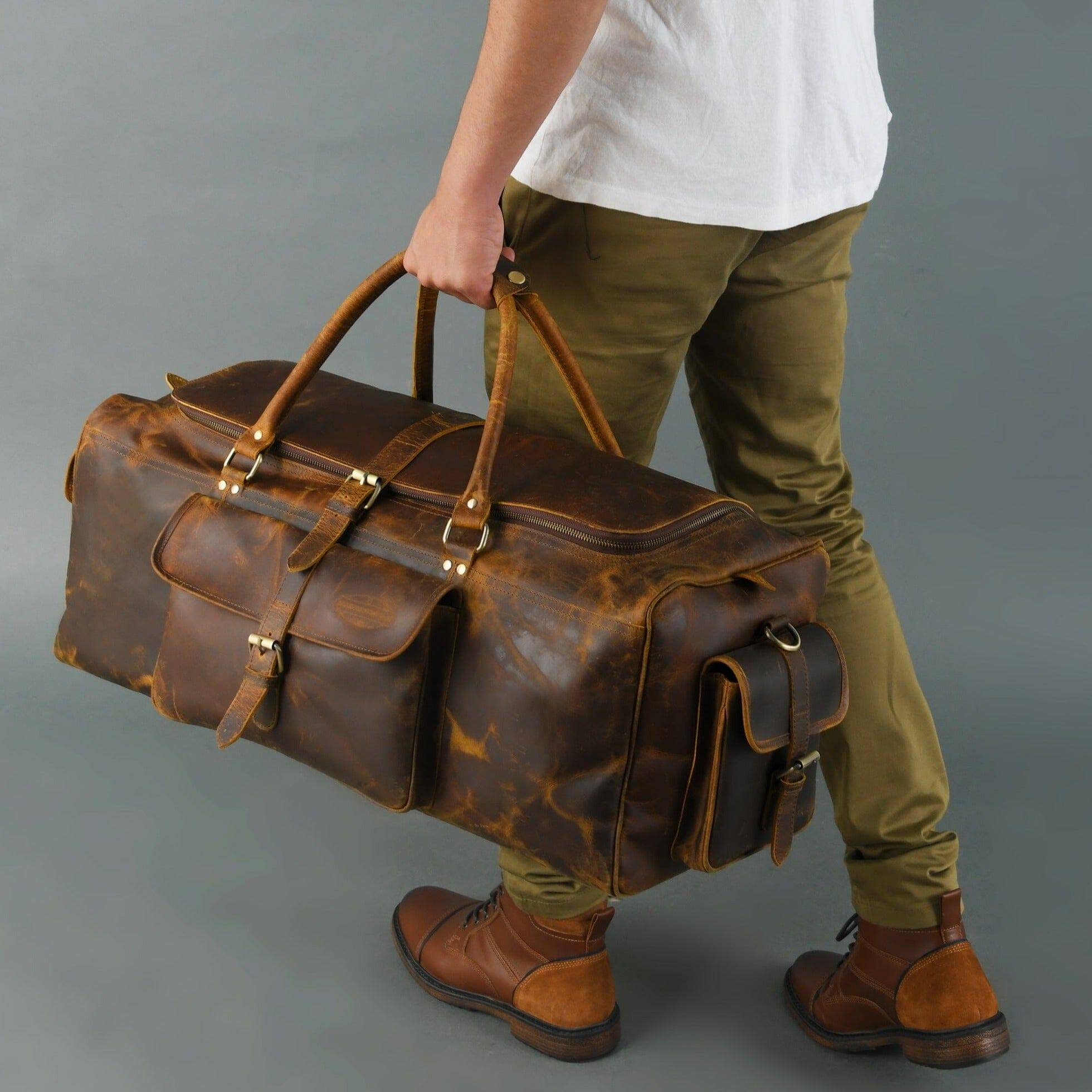 Classy Leather Bags The Goldman Travel Duffel SpadezStore