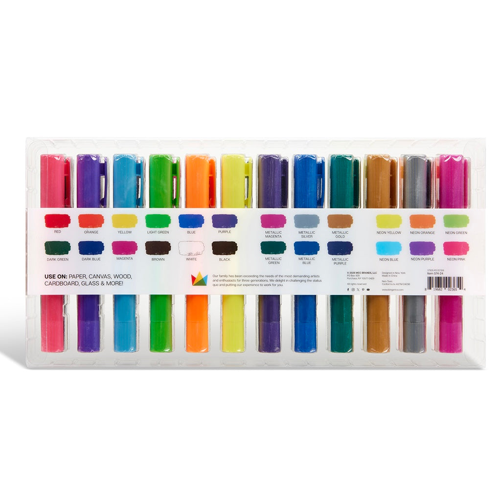 KINGART Tempera Paint Thin Sticks, 24 Colors