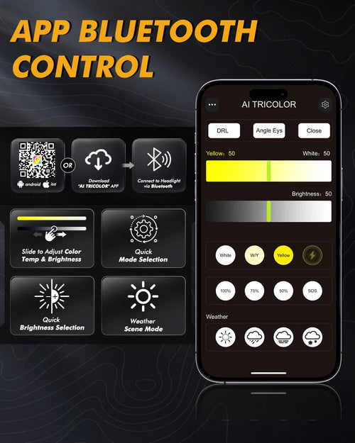Auxbeam GX Bi-Color Smart Series 25000LM 110W LED Headlight Bulbs, with App Control Via Bluetooth & Dual Color Switchback SpadezStore