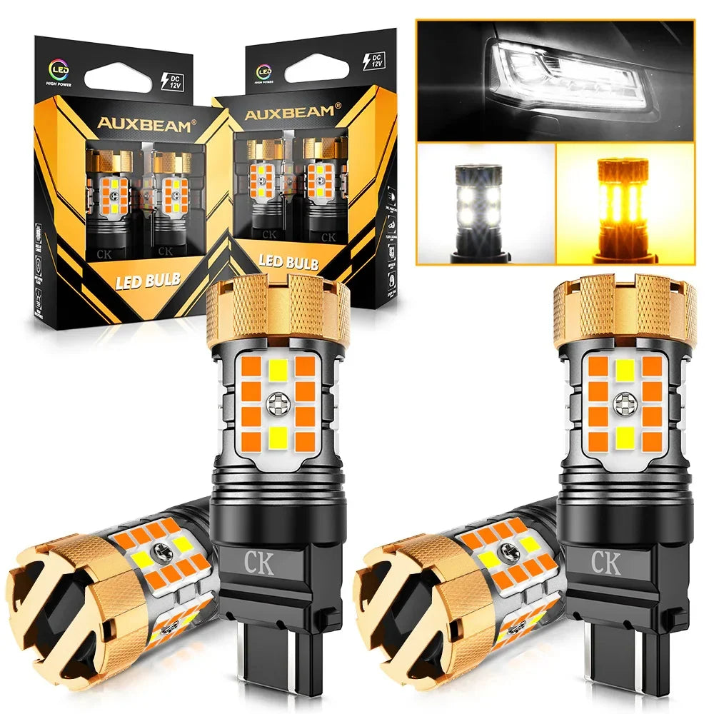 Auxbeam 3157 US-CK LED Front Turn Signal & DRL Light Bulbs 50W 4000LM CAN-Bus Error Free Dual Color Switchback White & Amber B21-PRO Series | 2 Bulbs