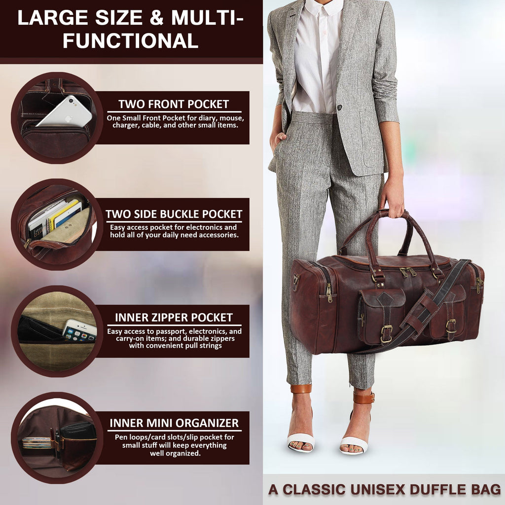 Classy Leather Bags Vintage Dark Brown Traveller Duffle Bag SpadezStore