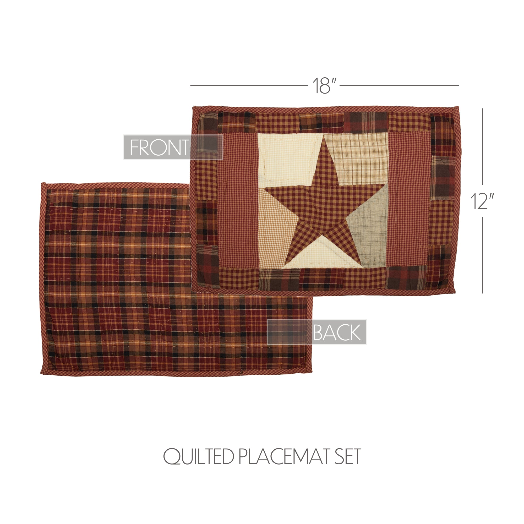 Abilene Star Quilted Placemat Set of 6 12x18 SpadezStore