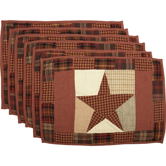 Abilene Star Quilted Placemat Set of 6 12x18 SpadezStore