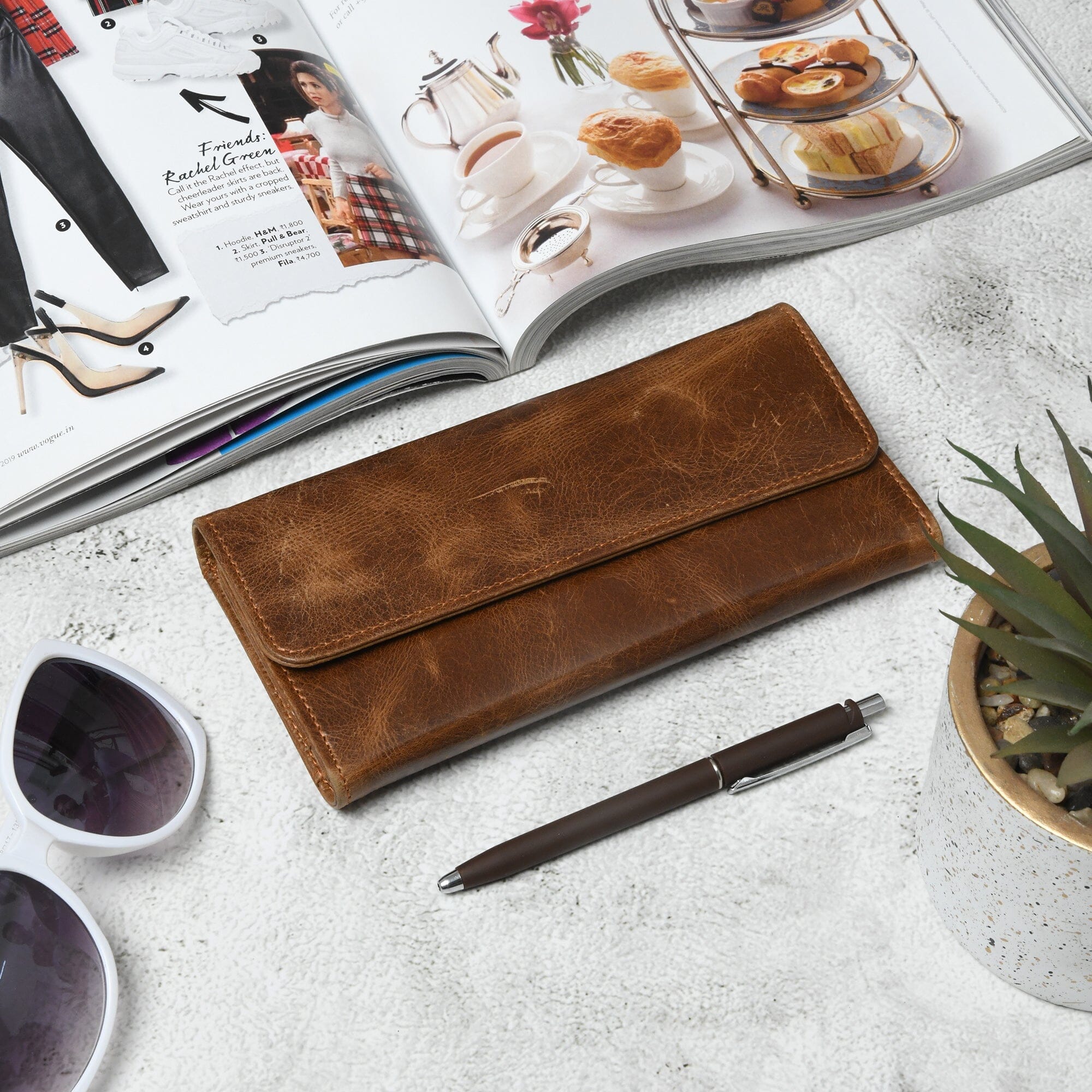 Classy Leather Bags Ellison Women's Wallet- Tan Brown SpadezStore