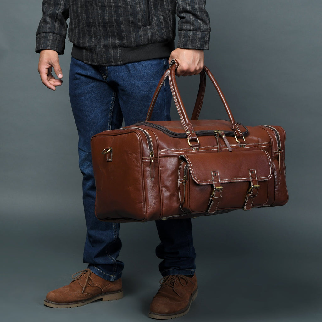 Classy Leather Bags Upgraded Traveler Weekender Duffle SpadezStore