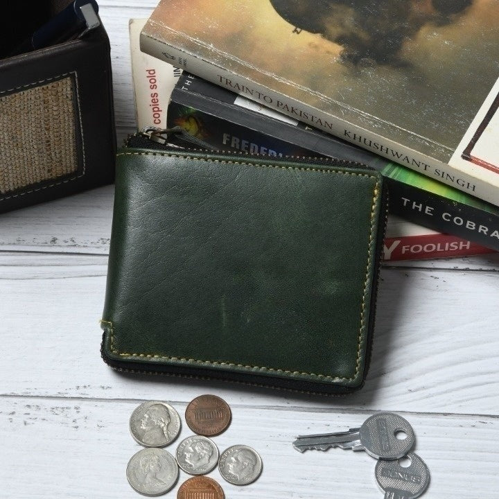 Classy Leather Bags Adams Bi-Fold Wallet- Green