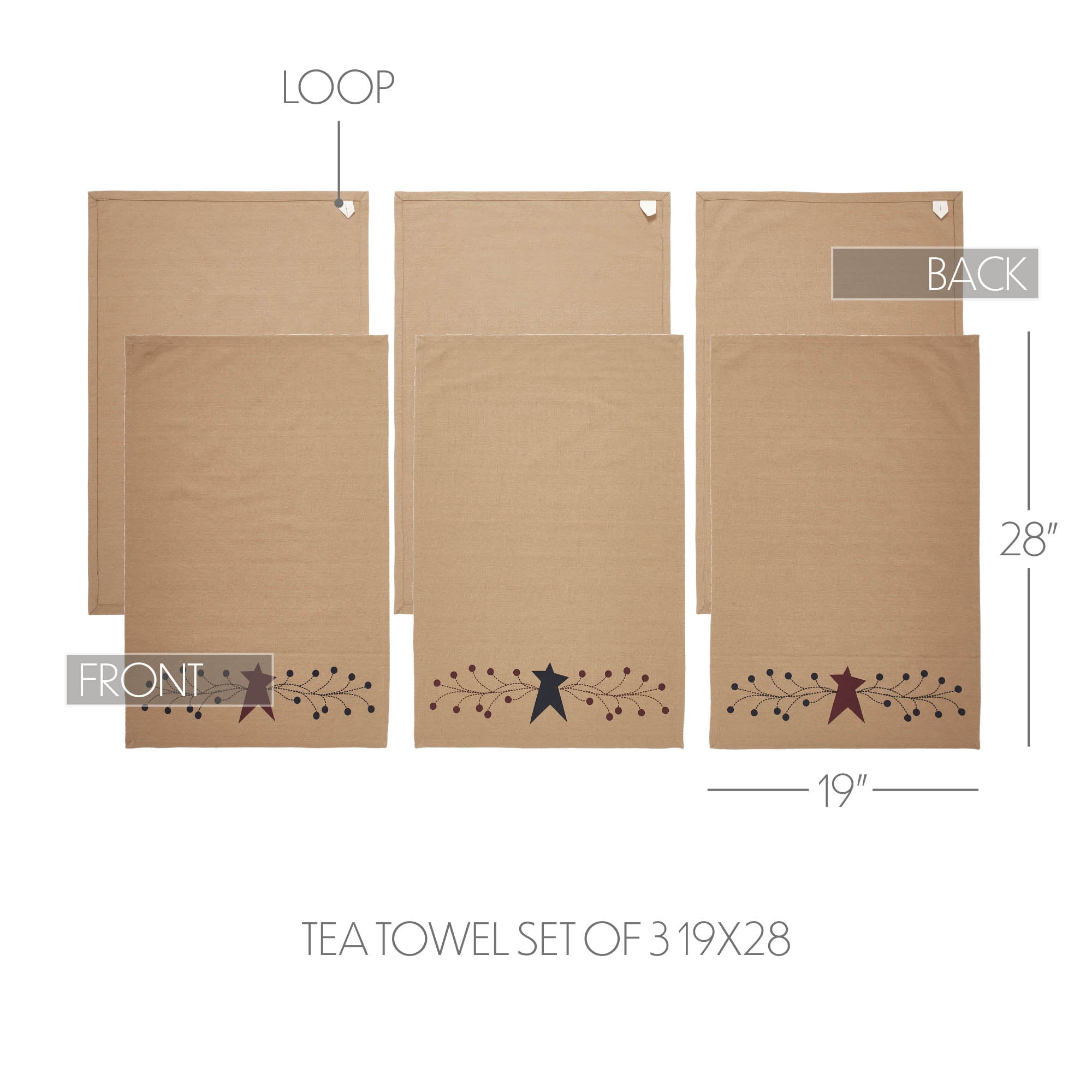 Pip Vinestar Tea Towel Set of 3 19x28 SpadezStore