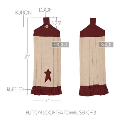 Connell Button Loop Tea Towel Set of 3 SpadezStore