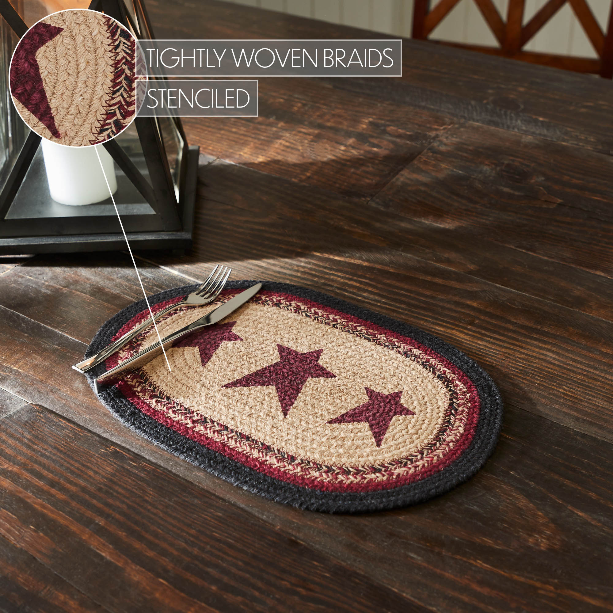 Connell Oval Placemat Stencil Stars 10x15 SpadezStore