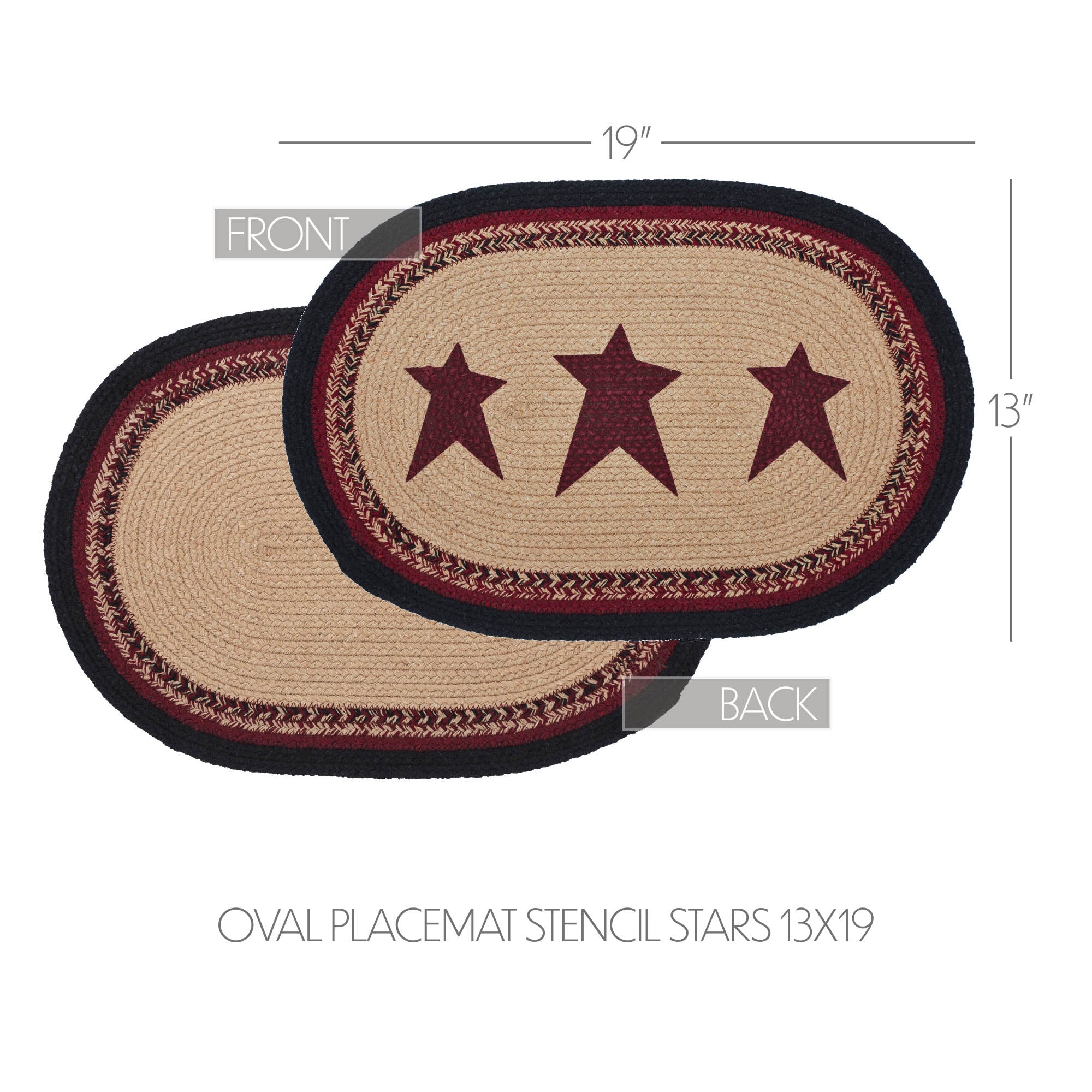 Connell Oval Placemat Stencil Stars 13x19 SpadezStore